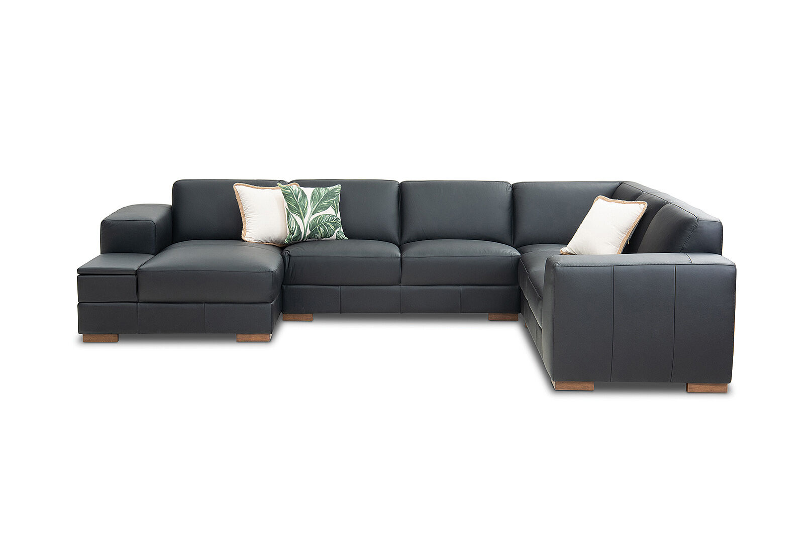 BLACK LIVERPOOL Leather Corner Lounge