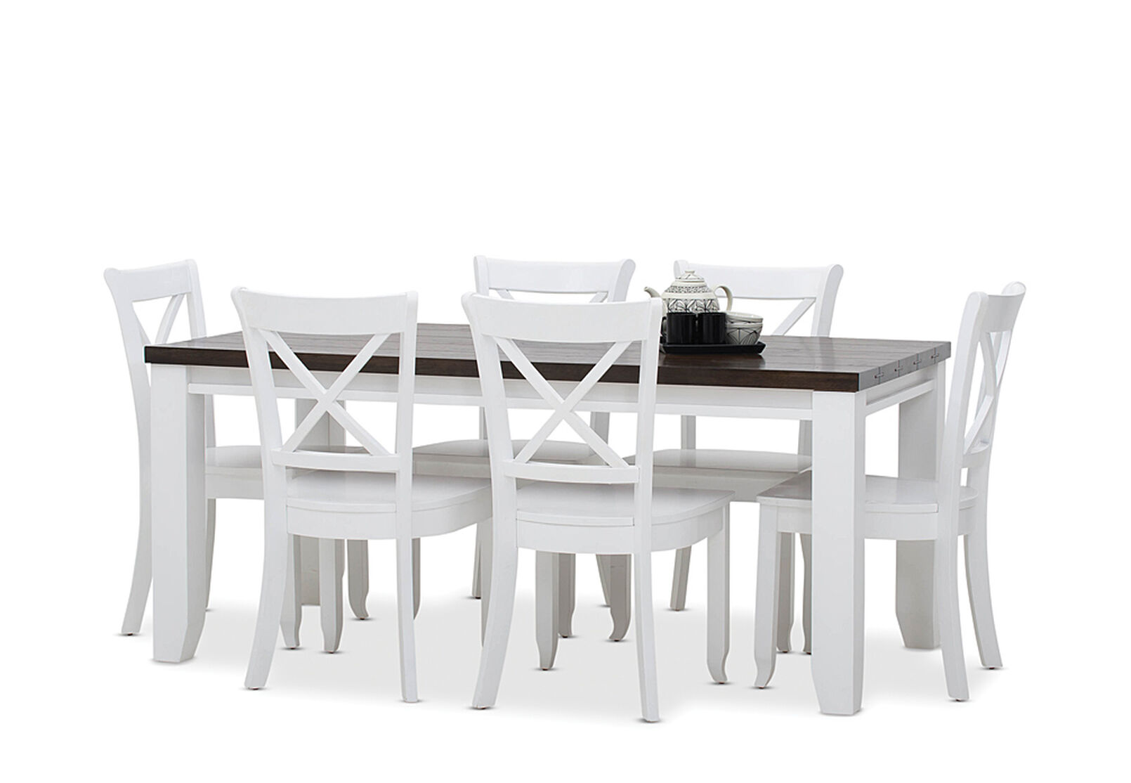 Dark Oak White Le Franschhoek 7 Piece Dining Suite With Clouds