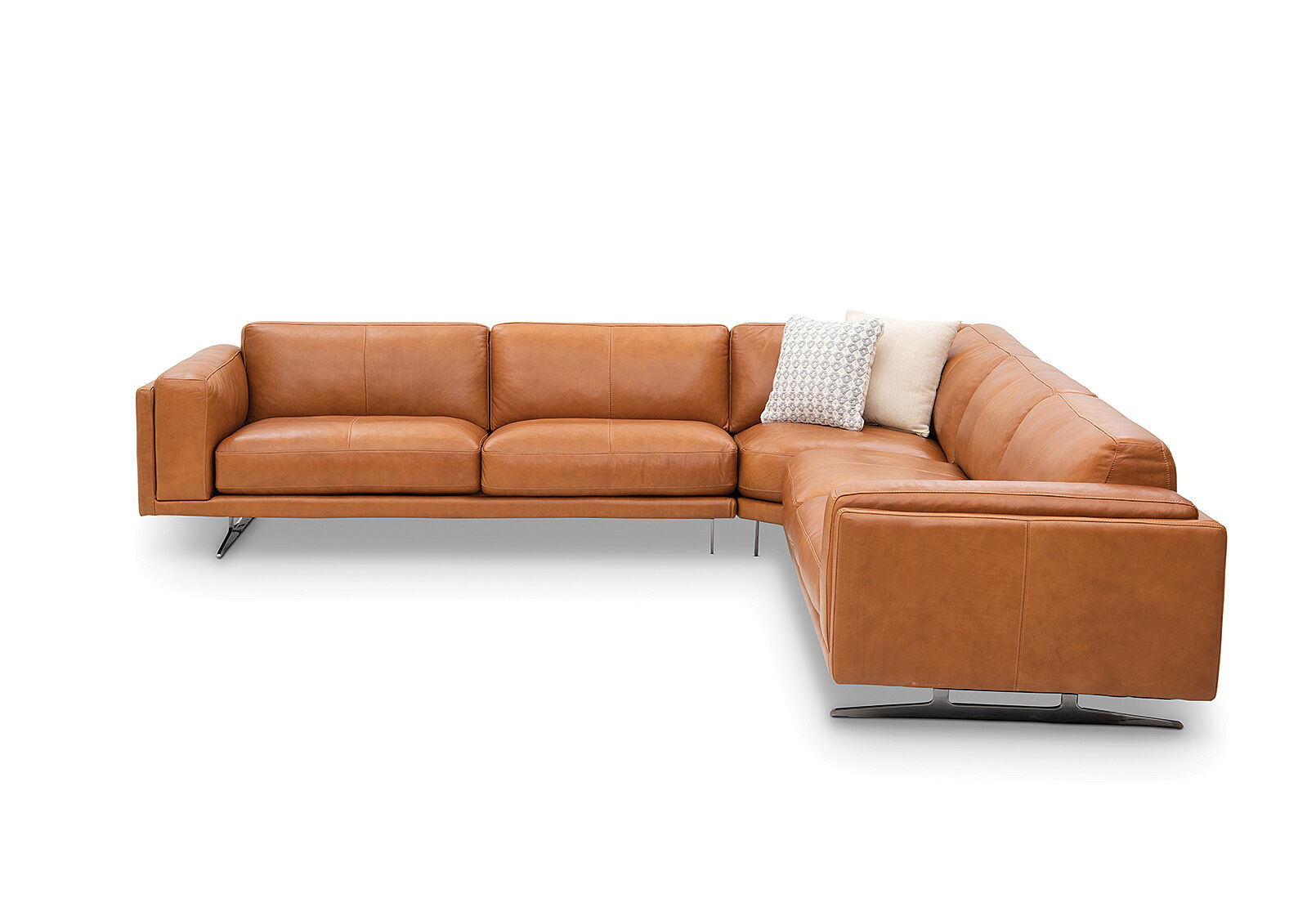 Tan leather new arrivals corner couch