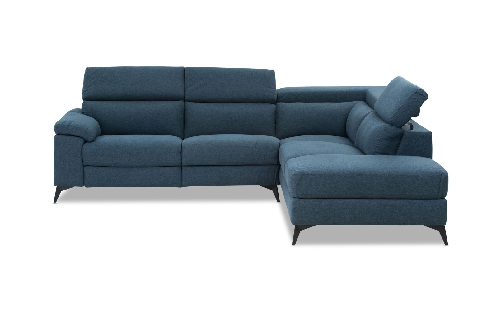 BLUE FORTEO Fabric RHF Corner Chaise with Electric Recliner