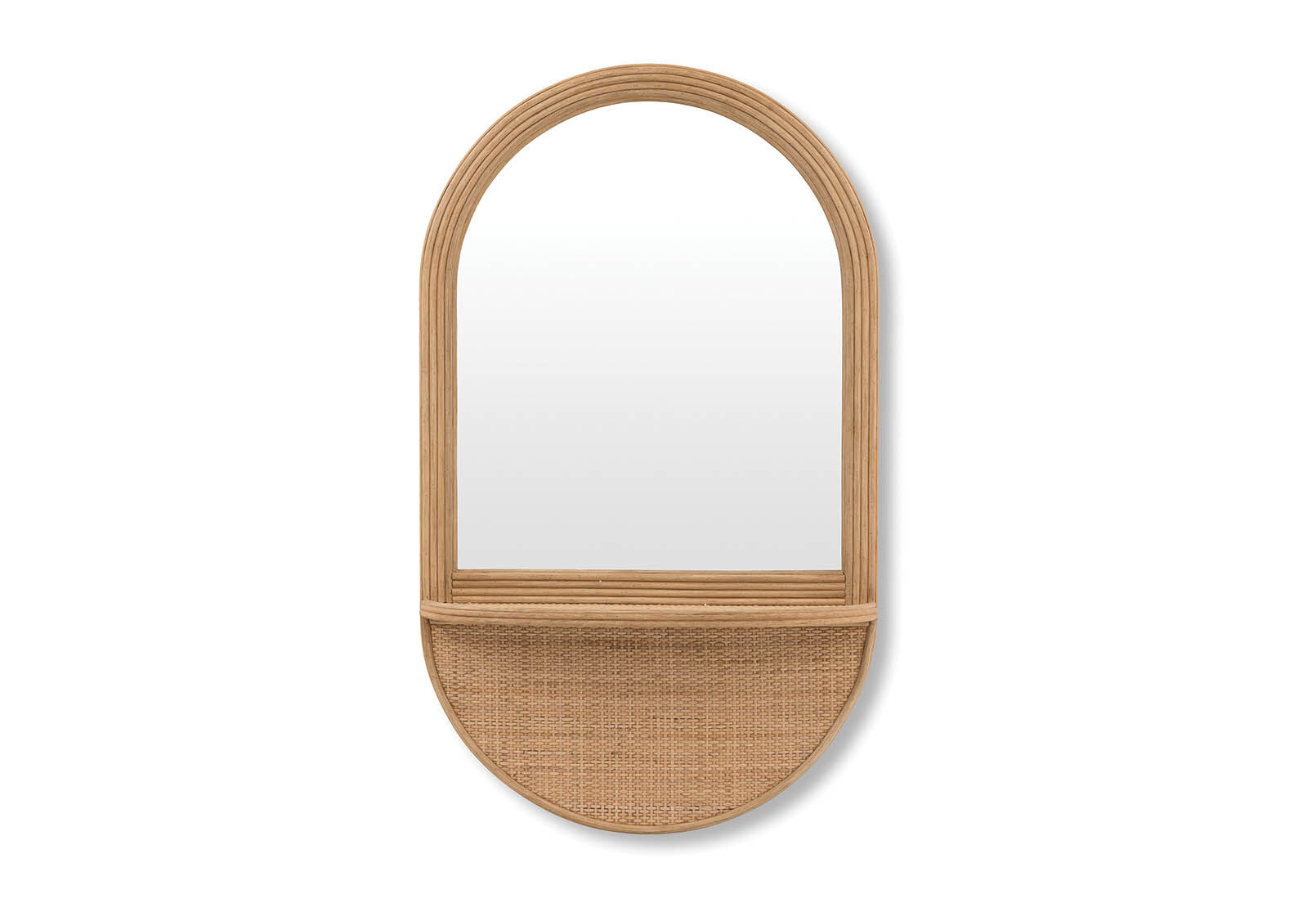 NATURAL RADFORD 100cm x 60cm Rattan Shelf Mirror