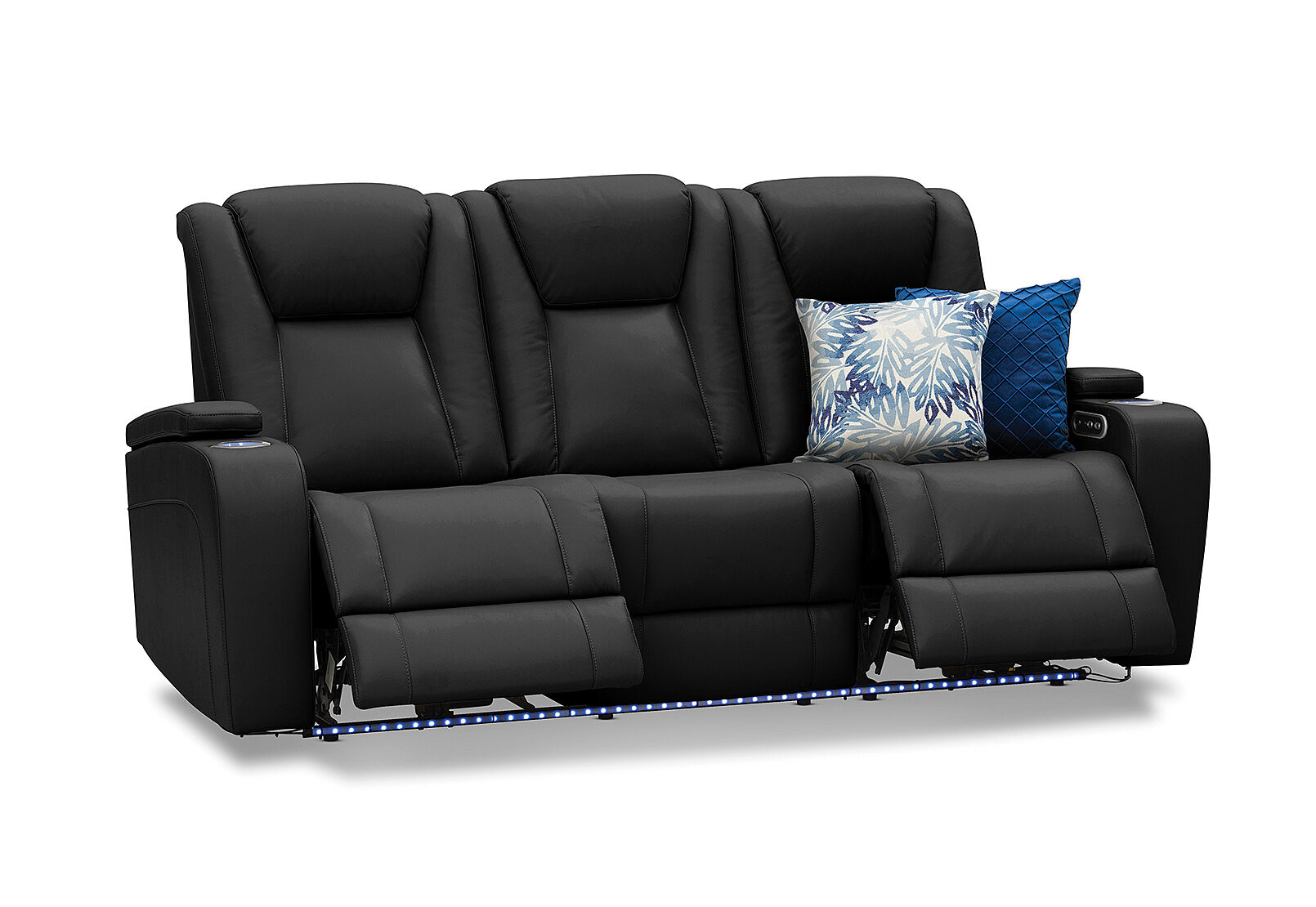 BLACK OPTIMUS LeatherLook 3 Seater Sofa Amart Furniture
