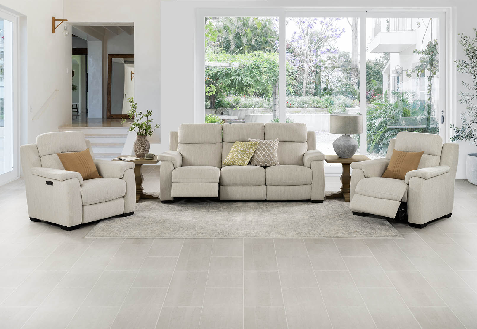 CAPELLO - Fabric 3 Seater Sofa with 2 Inbuilt Electric Recliners CAPELLO