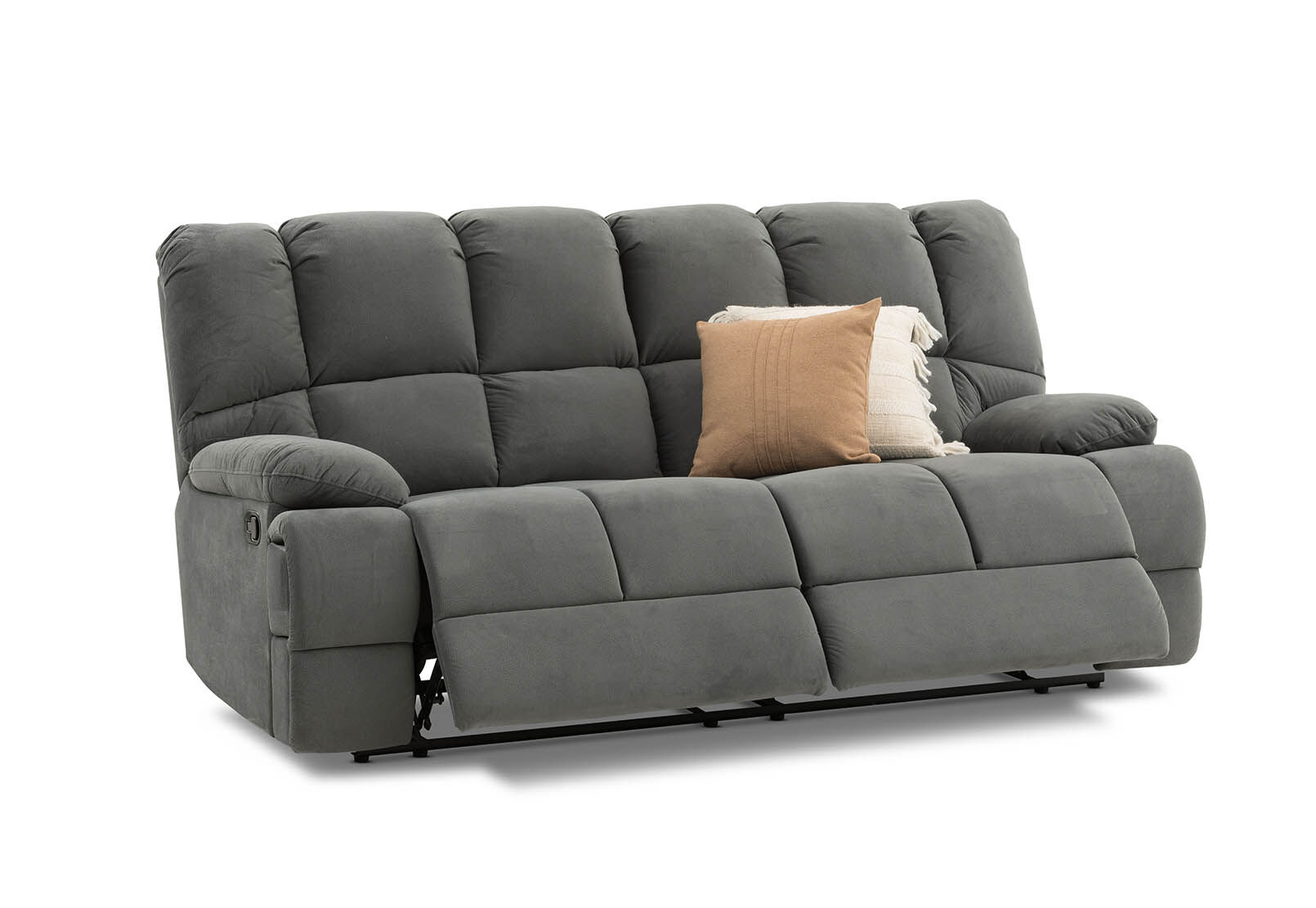 DARK GREY GLADIATOR Fabric 3 Seater Recliner Lounge