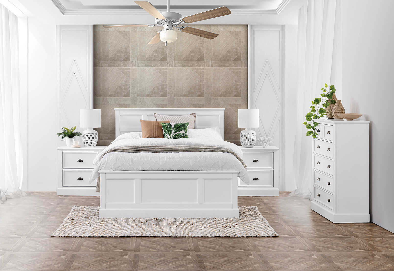 CHRYSTELLE - 4 Piece Double Dresser Bedroom Suite. CHRYSTELLE