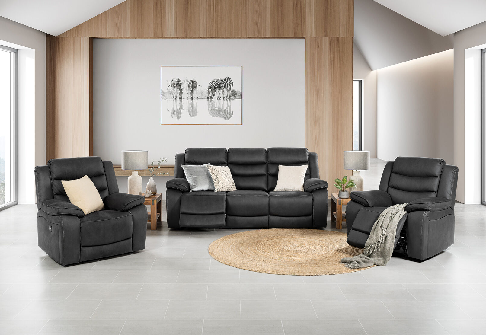 JET ASHLEIGH Fabric 3 Piece Suite