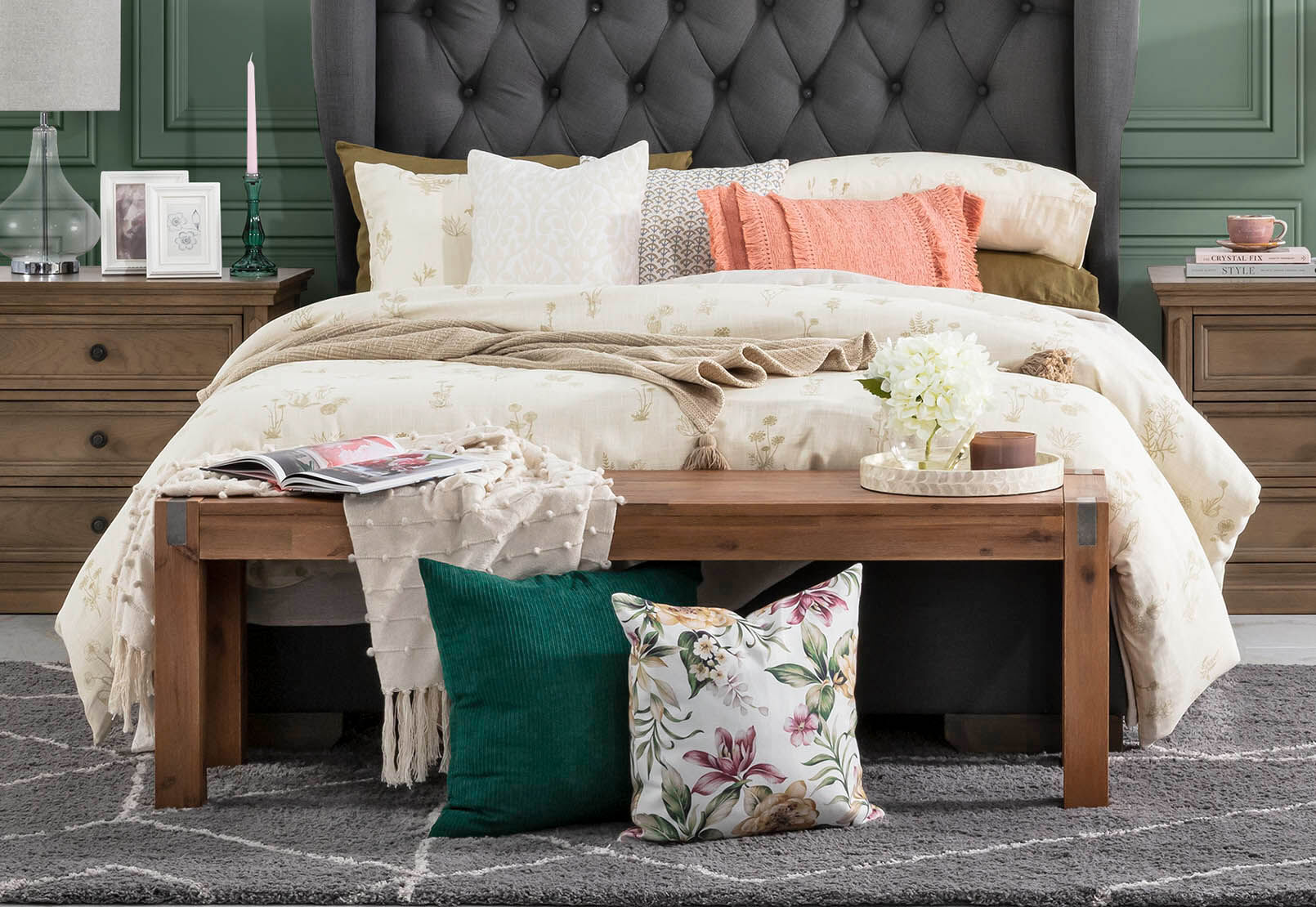 NATURAL TRUDY Double Bed Quilt Cover Set