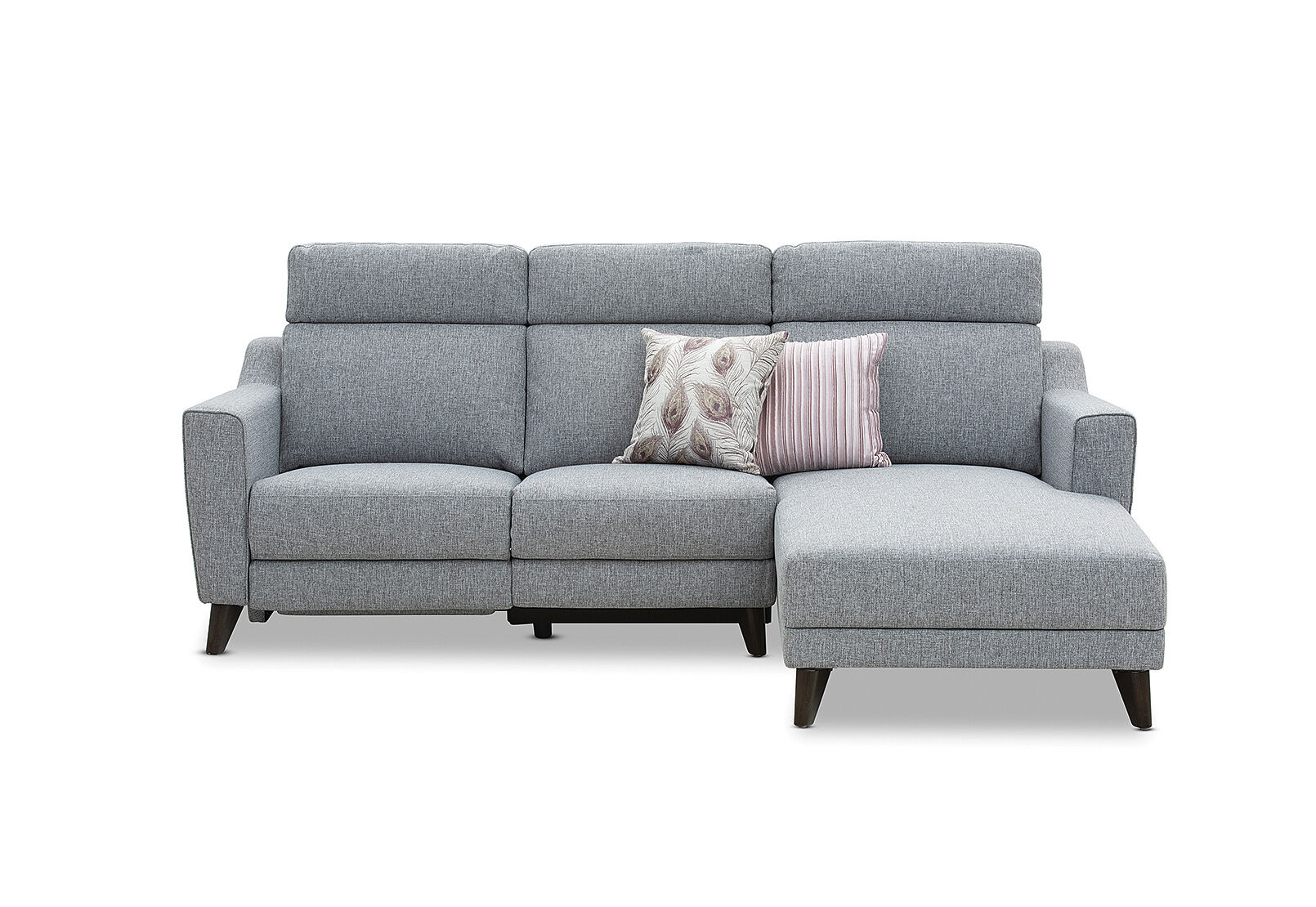 DELUCA - Fabric 3.5 Seater RHF Chaise with Inbuilt Electric Recliner DELUCA