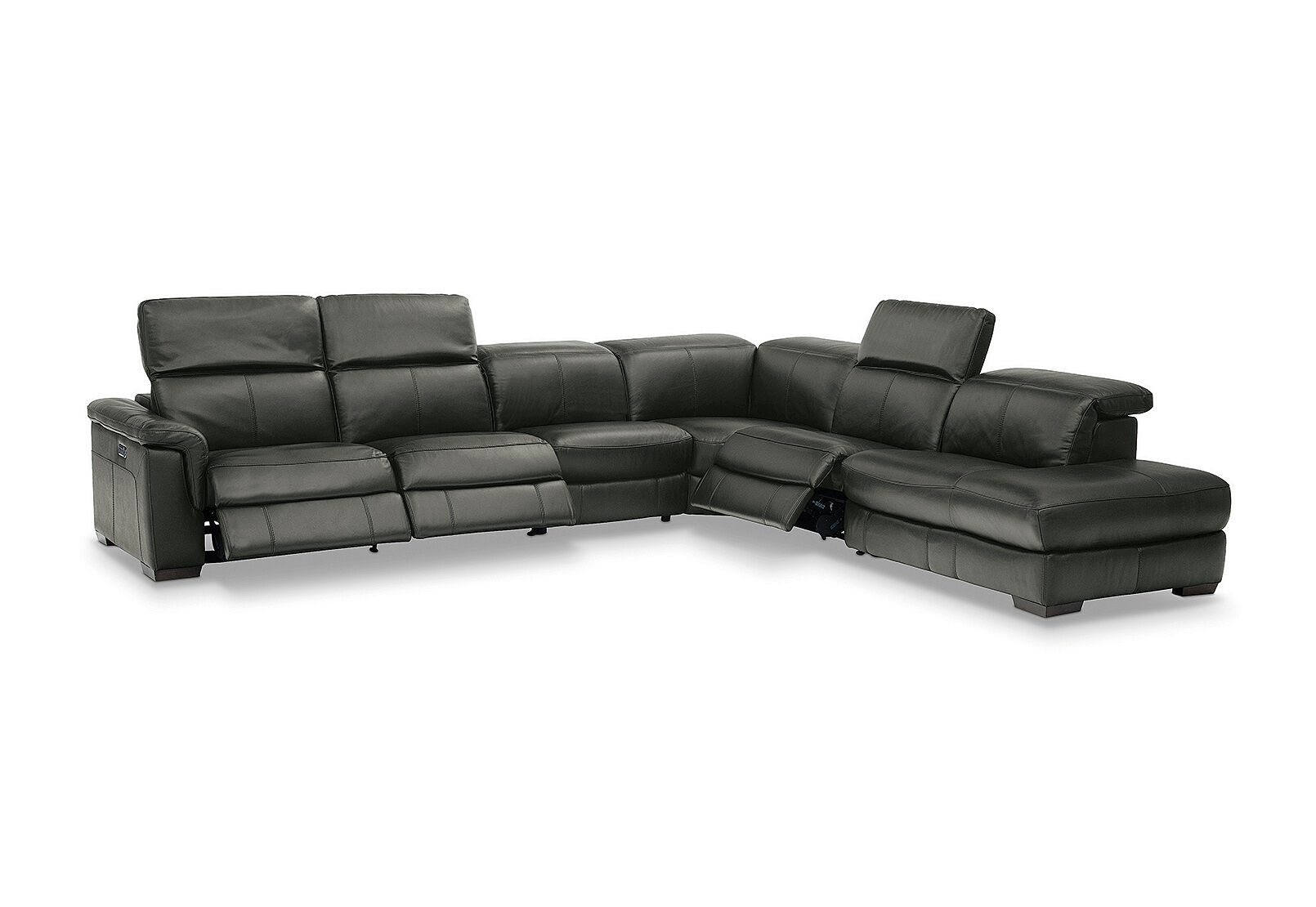 LUCIANO - Leather Corner Lounge with 3 Inbuilt Electric Recliners and Right-Hand Facing Chaise LUCIANO