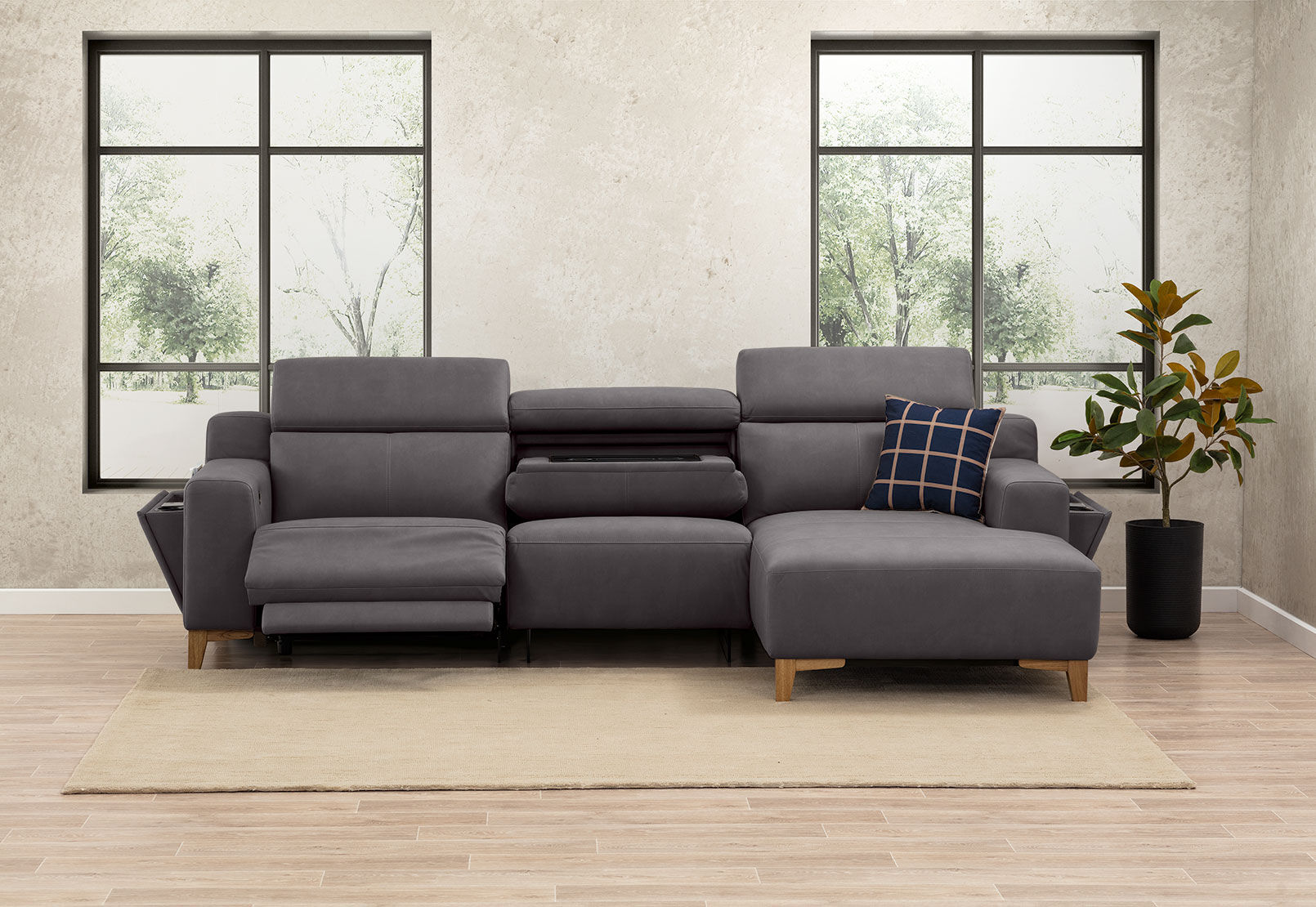 GAGE FABRIC - 3 Seater Sofa with Electric Recliner and RHF Chaise GAGE FABRIC
