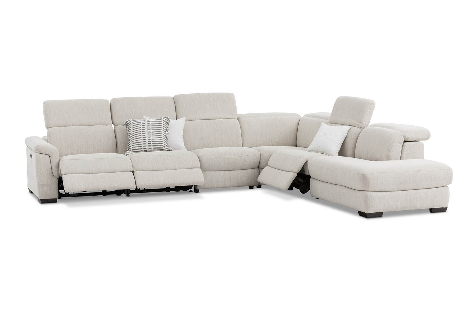 LUCIANO - Fabric Corner Lounge with 3 Inbuilt Electric Recliners and Right-Hand Facing Chaise LUCIANO