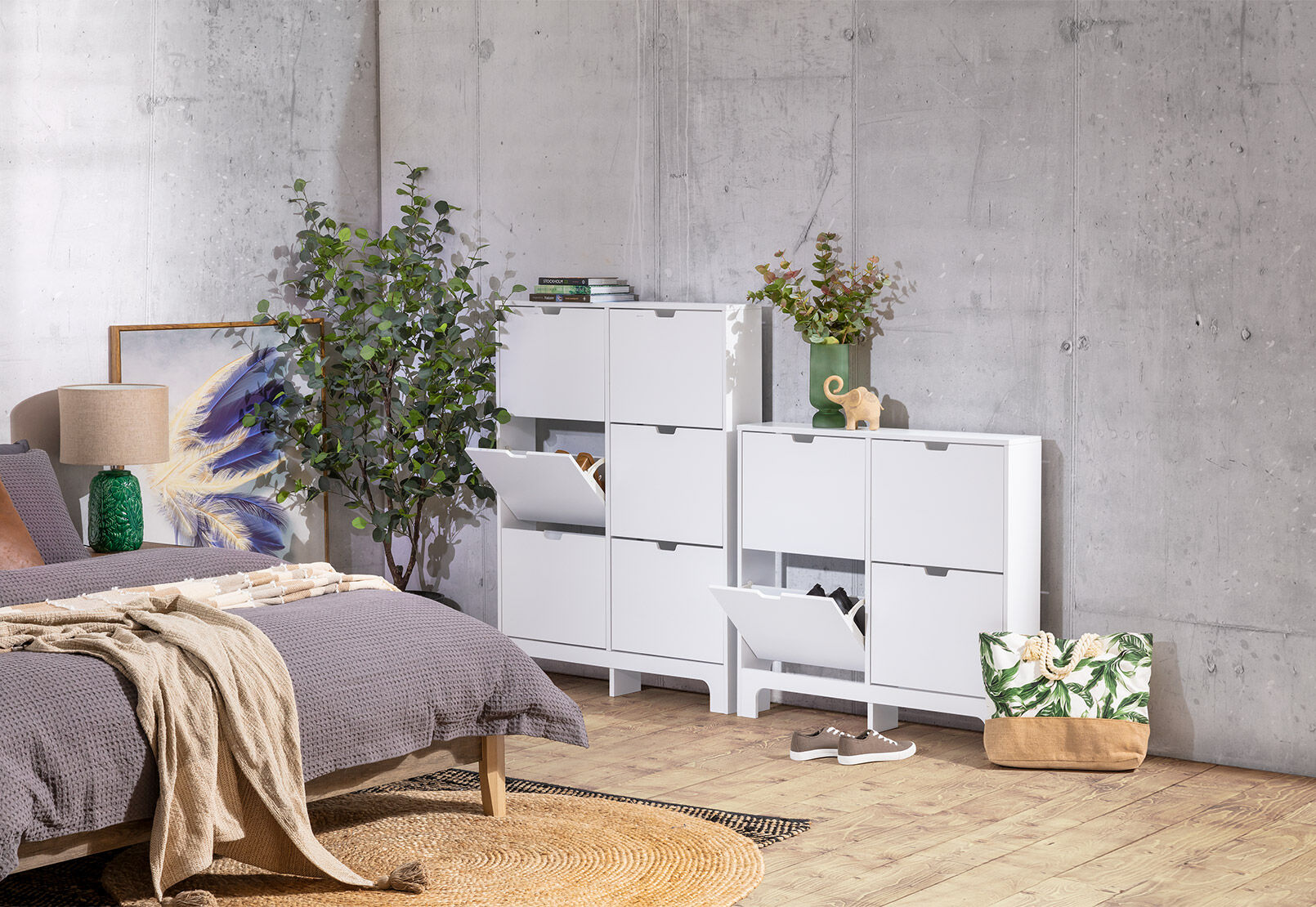 WHITE MIRAMAR 6 Drawer Shoe Cabinet