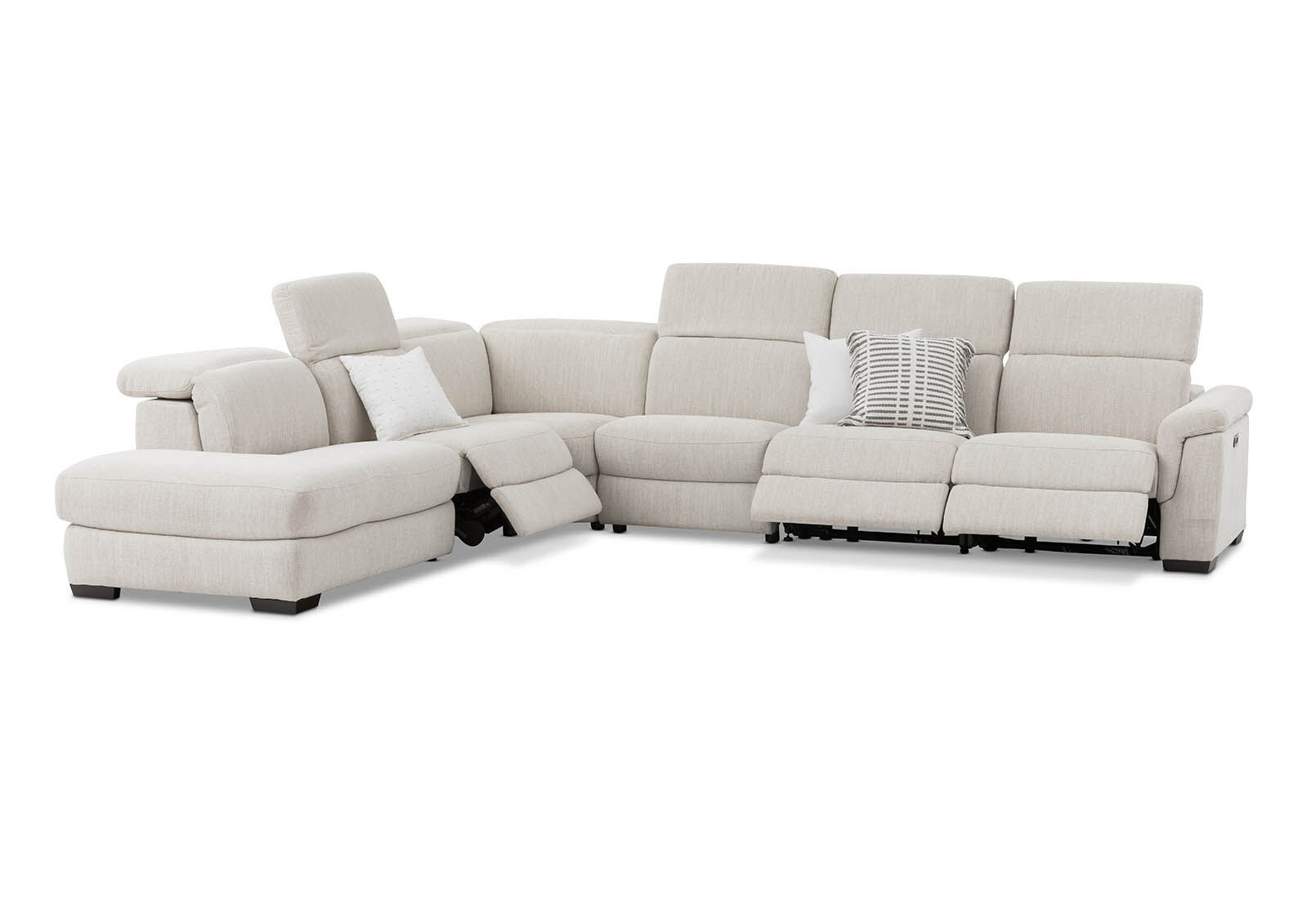 LUCIANO - Fabric Corner Lounge with 3 Inbuilt Electric Recliners and Left-Hand Facing Chaise LUCIANO
