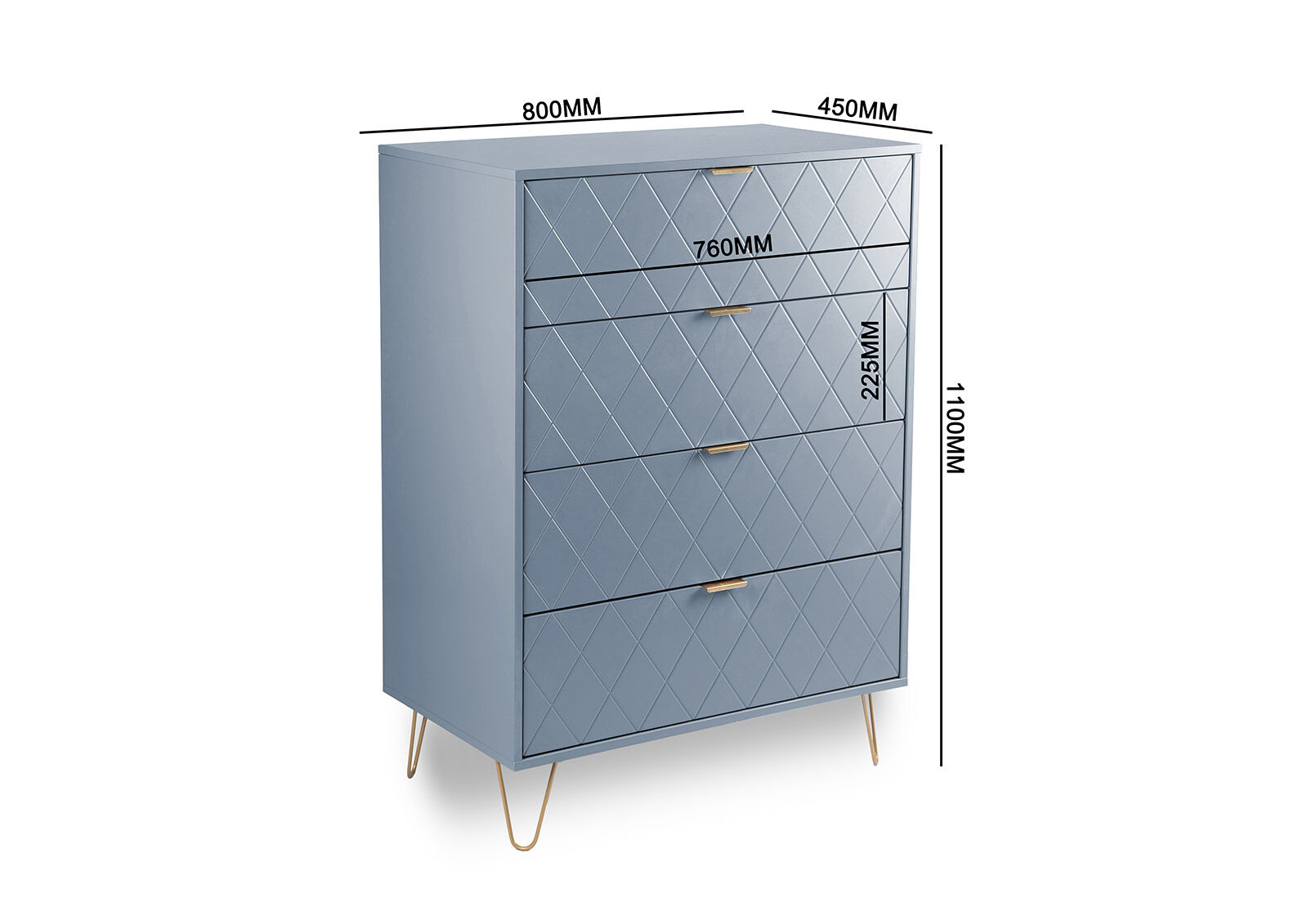 DORSEY - Blue Slate 4 Drawer Wide Tall Chest DORSEY