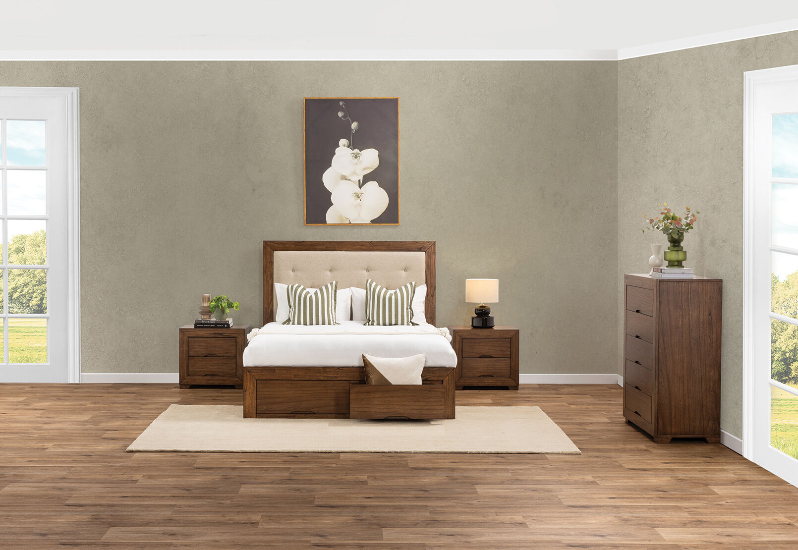 BOGOTA - 4 Piece Queen Bed Tall Chest Suite. BOGOTA