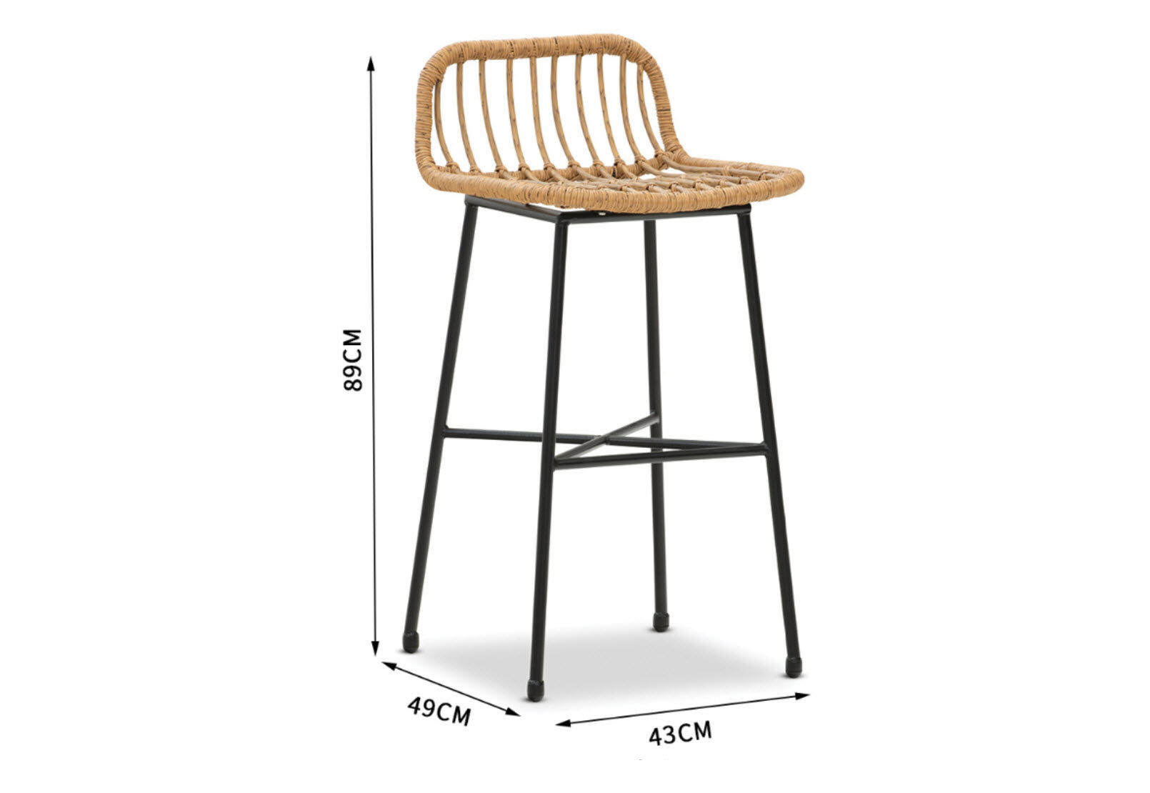 NATURAL PERKINS Set of 2 Bar Stools