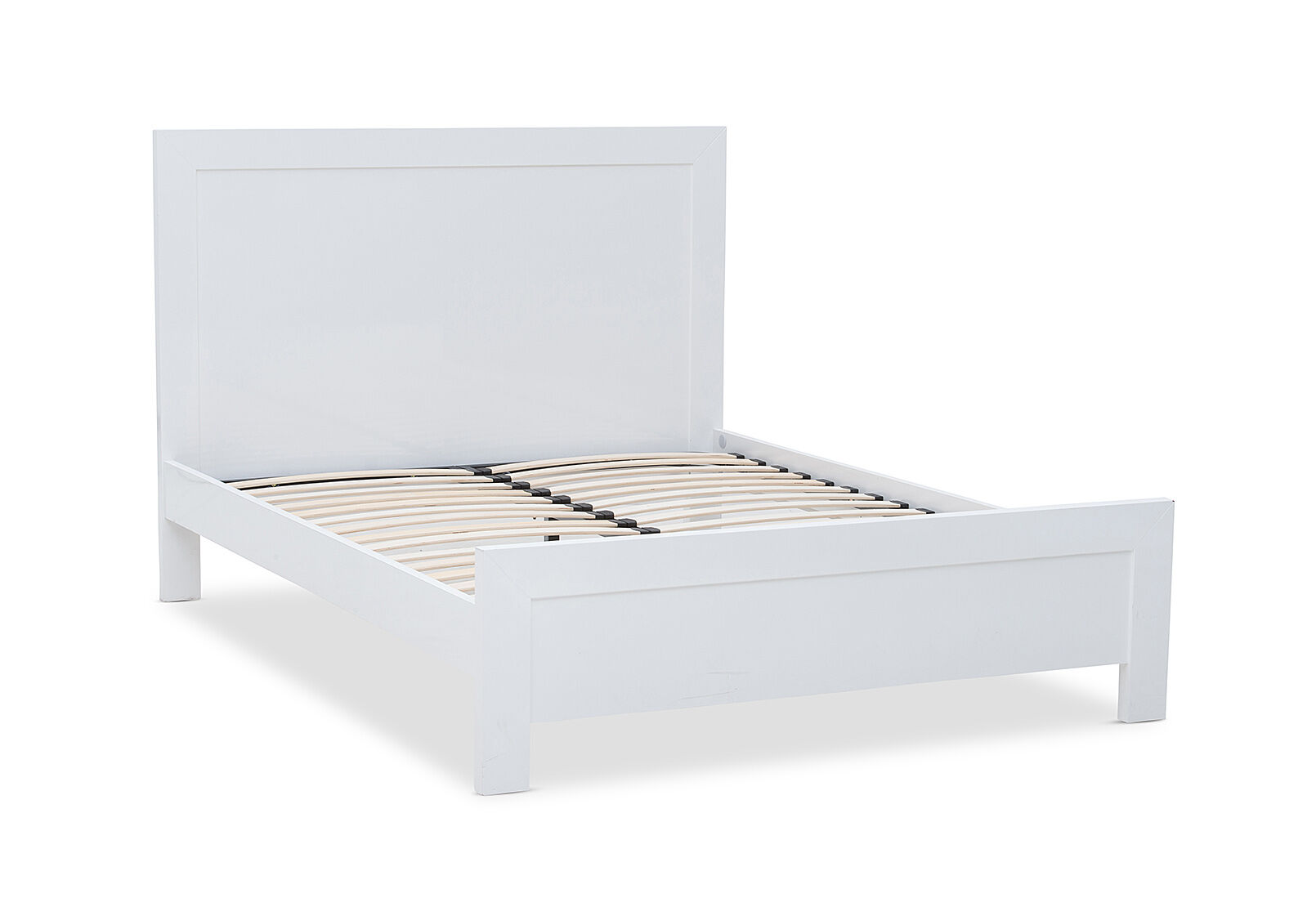 White timber queen bed deals