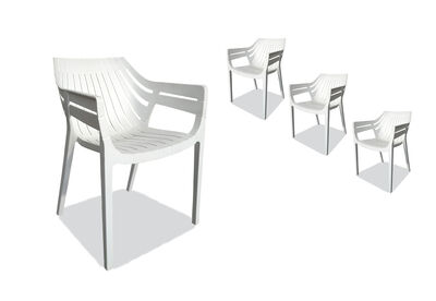 LAON - Set of 4 White Outdoor Dining Chairs