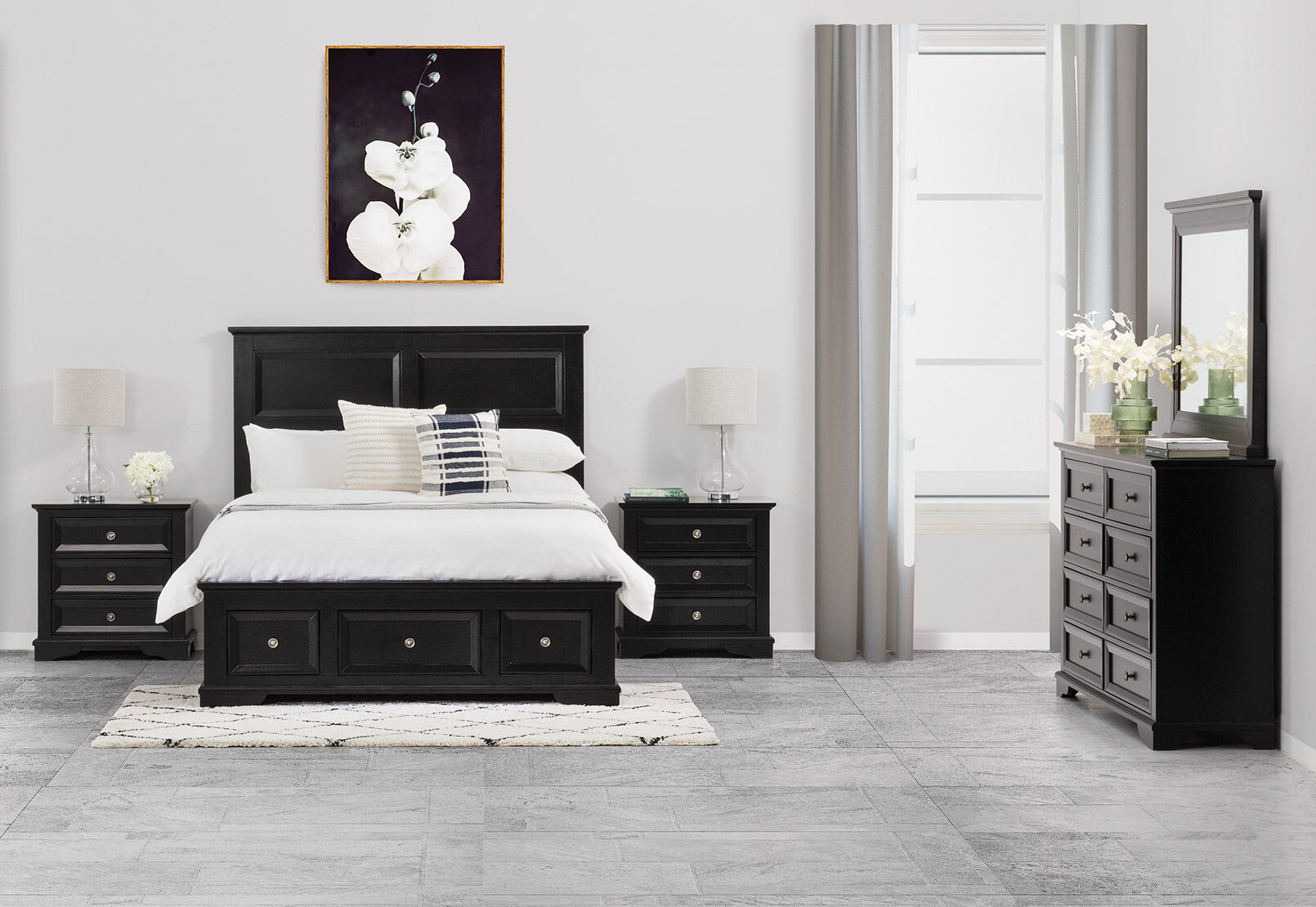 CHANELLE - 4 Piece Double Dresser Bedroom Suite CHANELLE