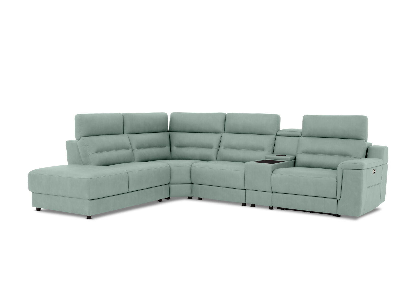 JEFFRIES FABRIC - Corner Lounge with Inbuilt Electric Recliner and LHF Chaise JEFFRIES FABRIC