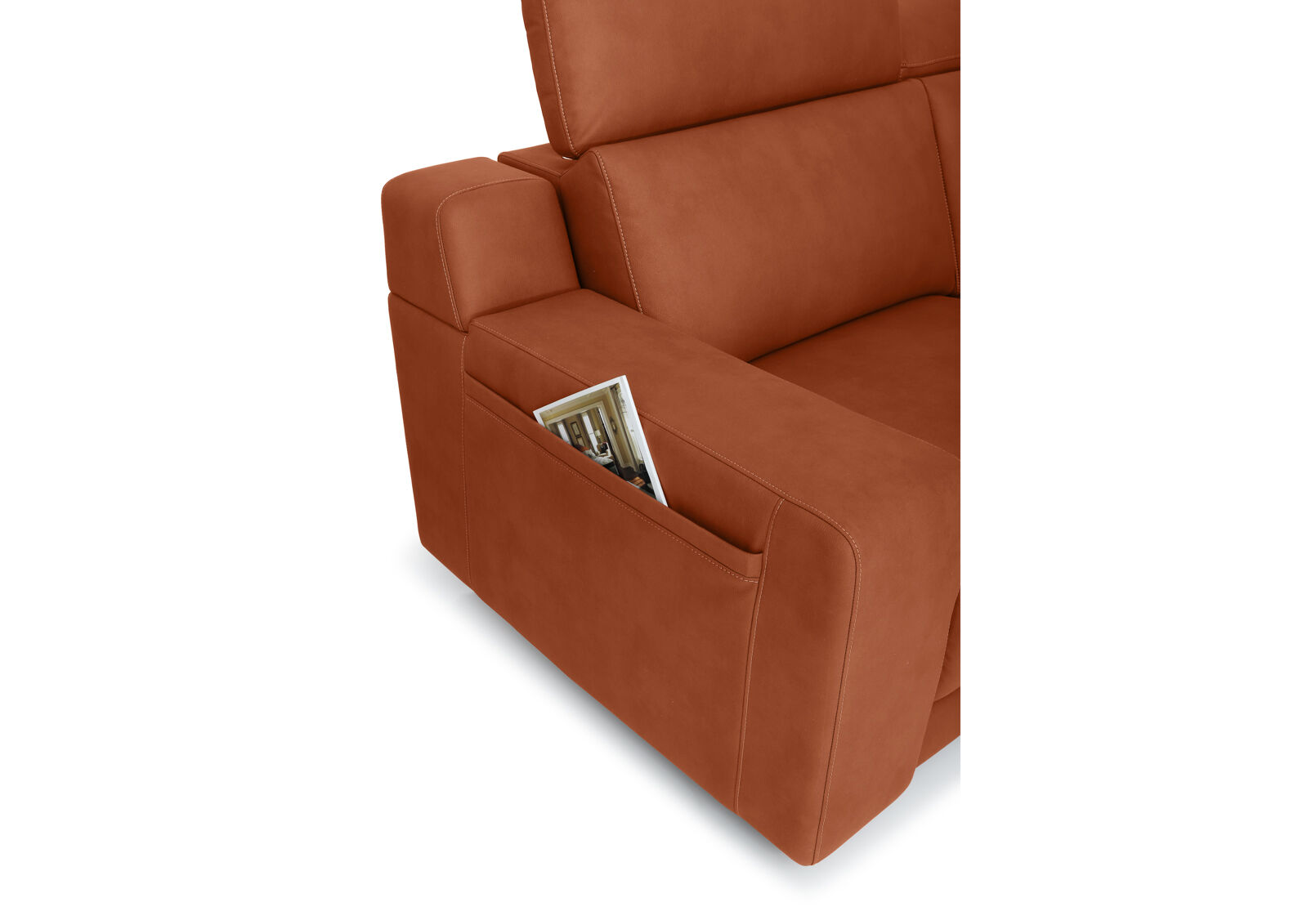 VANTRO FABRIC - 3 Seater RHF Chaise with Console and Inbuilt Electric Recliner VANTRO FABRIC