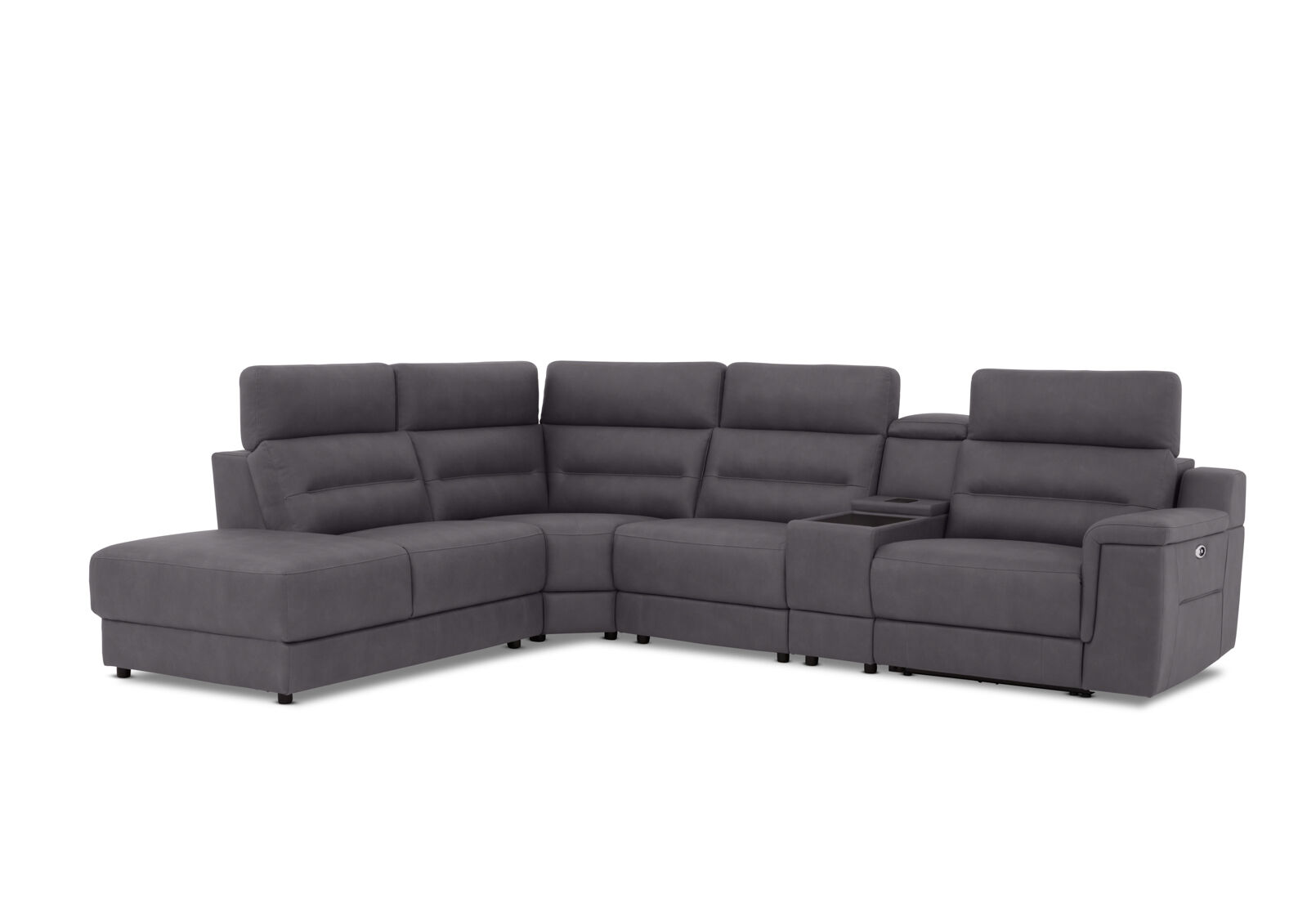 JEFFRIES FABRIC - Corner Lounge with Inbuilt Electric Recliner and LHF Chaise JEFFRIES FABRIC