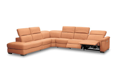 LUCIANO - Leather Corner Lounge with 3 Inbuilt Electric Recliners and Left-Hand Facing Chaise
