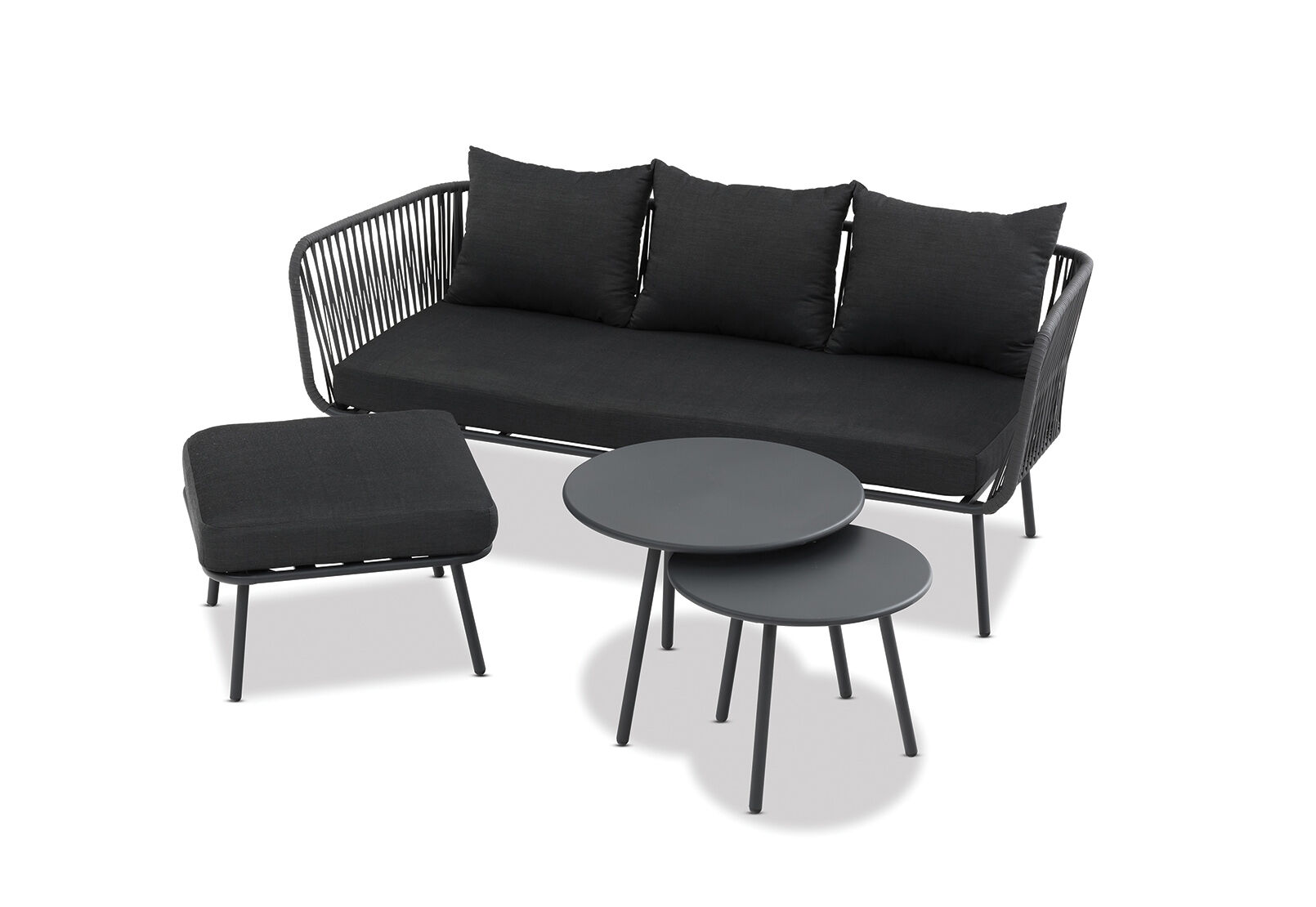 BLACK BRADY 4 Piece Outdoor Chaise Lounge Setting Amart Furniture