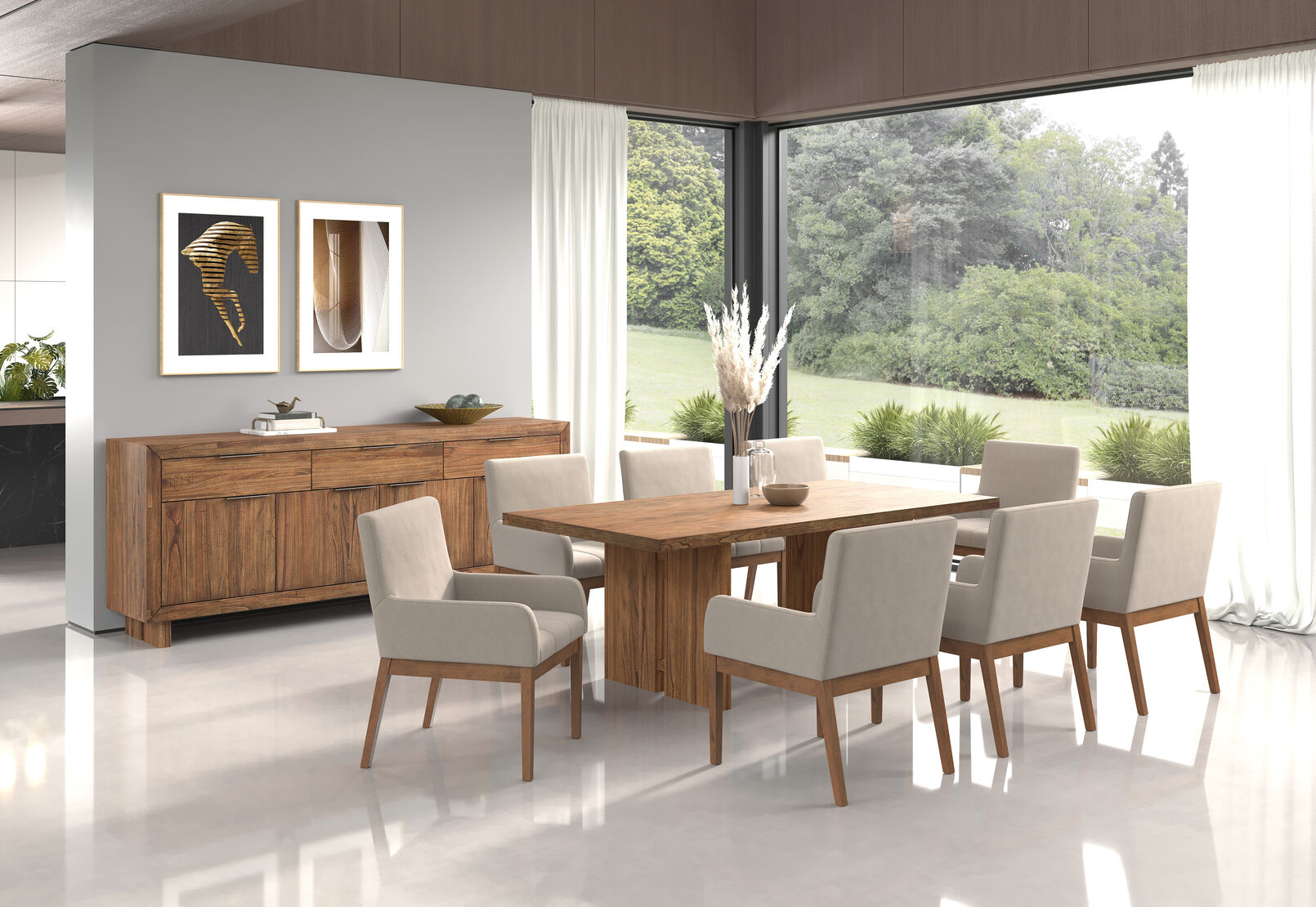 ROMULUS - 9 Piece Dining Suite with Lazarus Dining Chairs ROMULUS