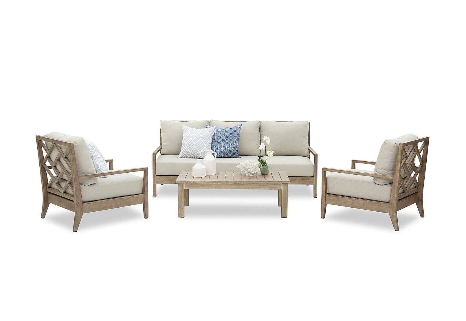 weather grey lillian 4 piece outdoor lounge setting amart furniture