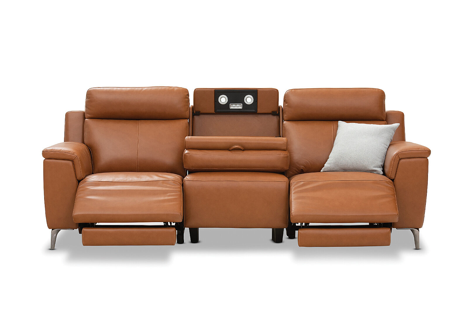 ARISTOTLE - Leather 3 Seater Sofa with 2 Inbuilt Electric Recliners ARISTOTLE