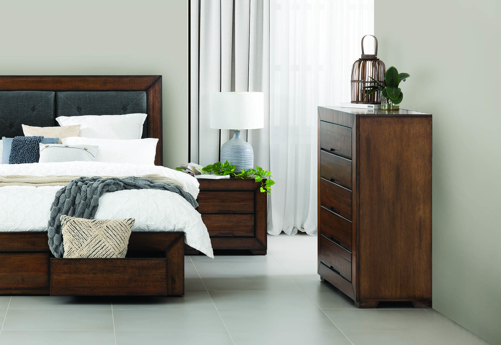 RUSTIC BROWN BOULDER 5 Drawer Tall Chest