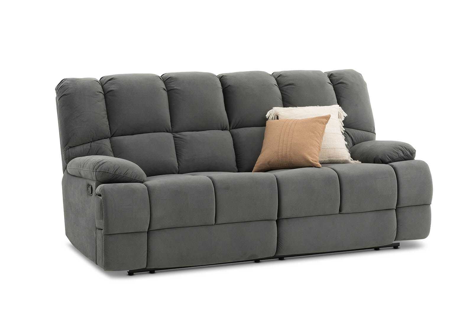 DARK GREY GLADIATOR Fabric 3 Seater Recliner Lounge