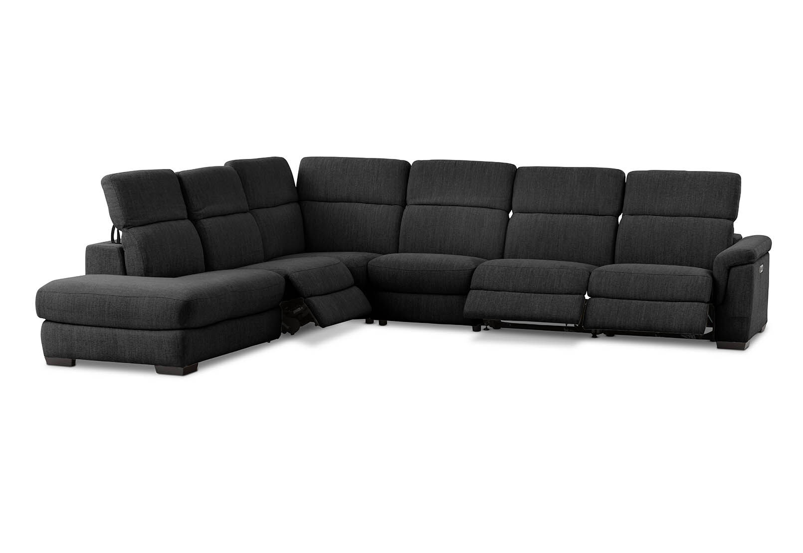 LUCIANO - Fabric Corner Lounge with 3 Inbuilt Electric Recliners and Left-Hand Facing Chaise LUCIANO