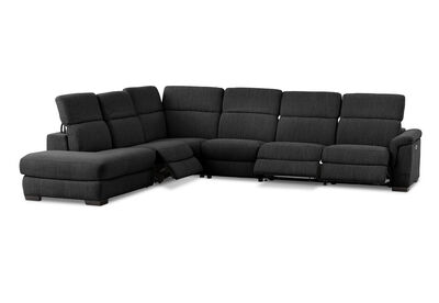 LUCIANO - Fabric Corner Lounge with 3 Inbuilt Electric Recliners and Left-Hand Facing Chaise