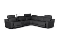 VANTRO LEATHER - Corner Lounge with 2 Inbuilt Electric Recliners and Speaker Console VANTRO LEATHER