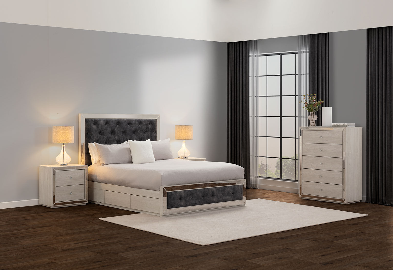 ISMENE - 4 Piece Queen Bed Tall Chest Suite ISMENE