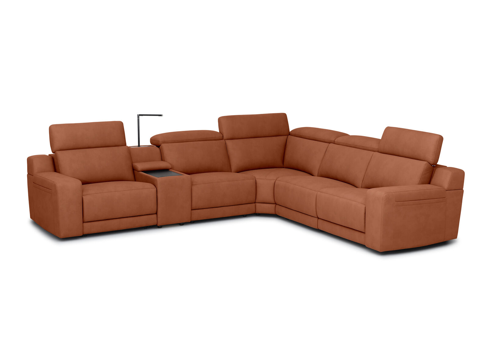 VANTRO FABRIC - Corner Lounge with 2 Inbuilt Electric Recliners and Console VANTRO FABRIC