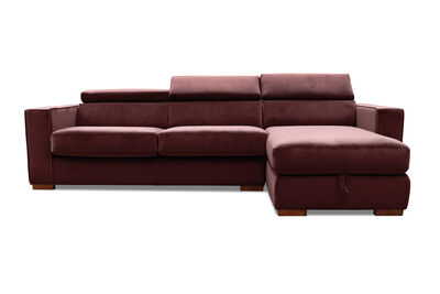 ANGUS VELVET - Right-Hand Facing 3 Seater Chaise with Sofa Bed