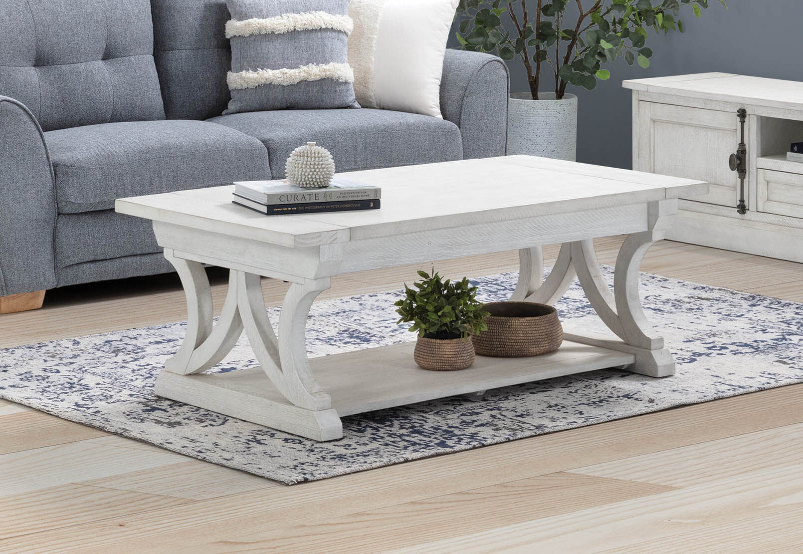 Antique white shop coffee table set