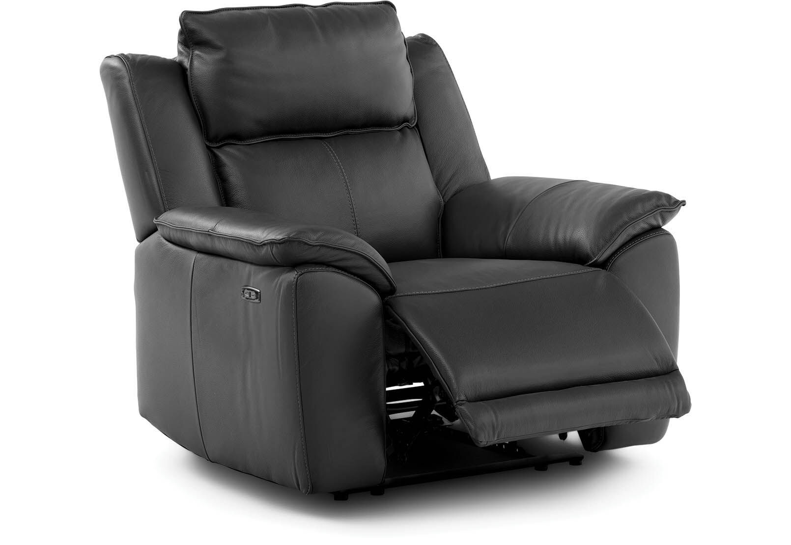 BLACK EDWIN Leather Electric Recliner Amart Furniture