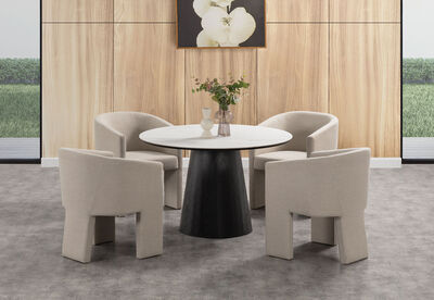 THANOS - 5 Piece Ceramic Dining Suite with Alicante Dining Chairs.
