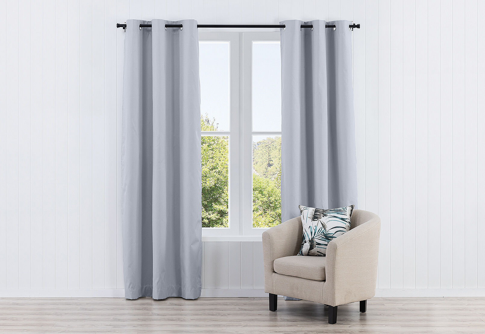 Silver Dallas Textured Eyelet Block Out Curtain 120 X 223cm Amart Furniture