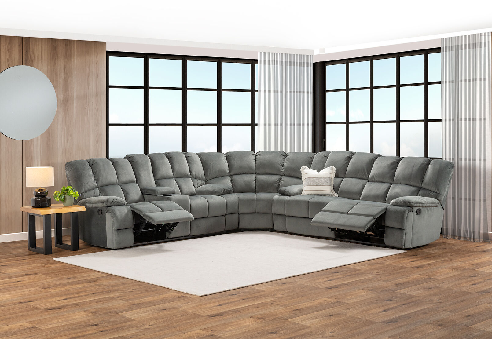 LEBRON FABRIC - Corner with Recliners LEBRON FABRIC