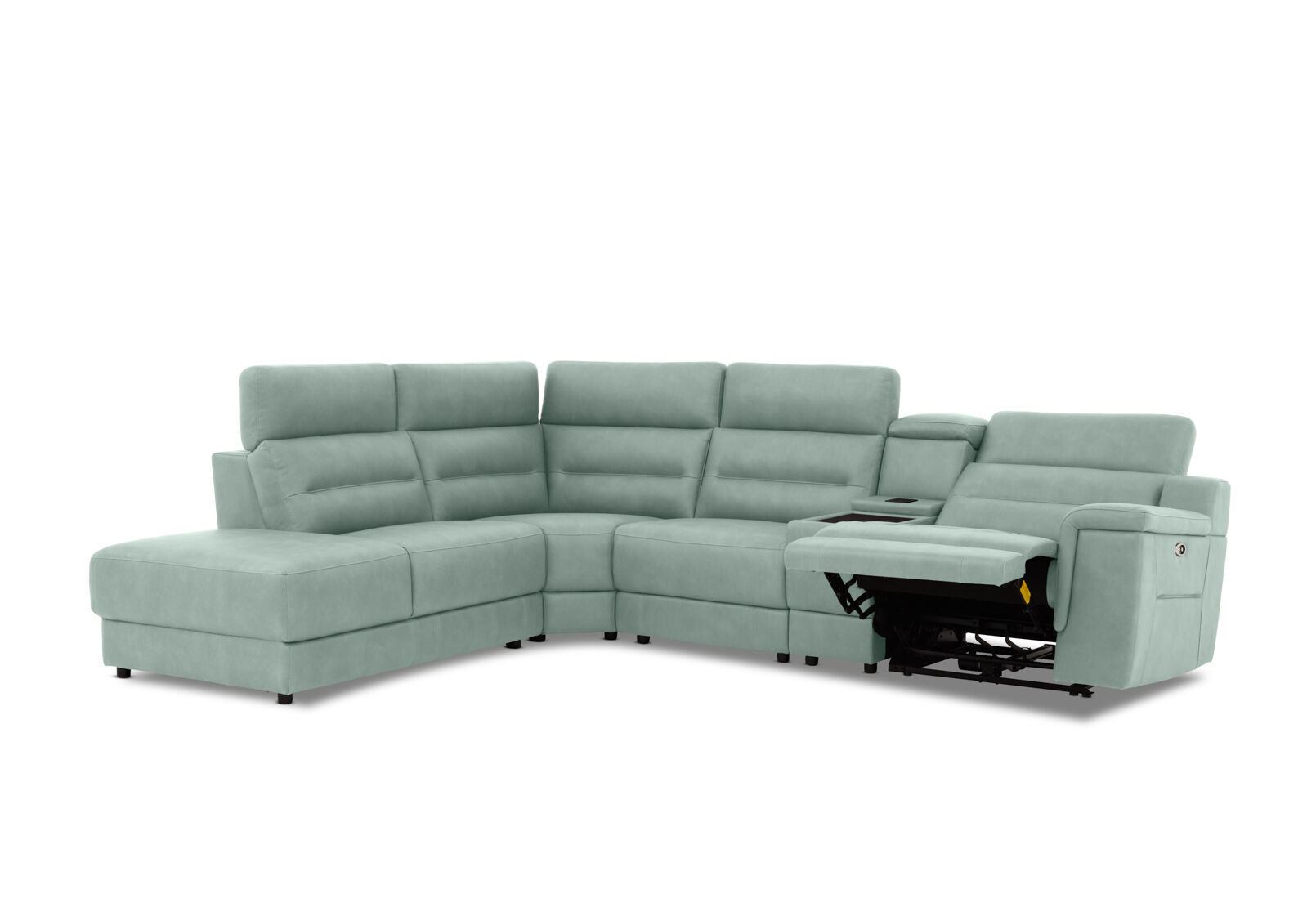 JEFFRIES FABRIC - Corner Lounge with Inbuilt Electric Recliner and LHF Chaise JEFFRIES FABRIC
