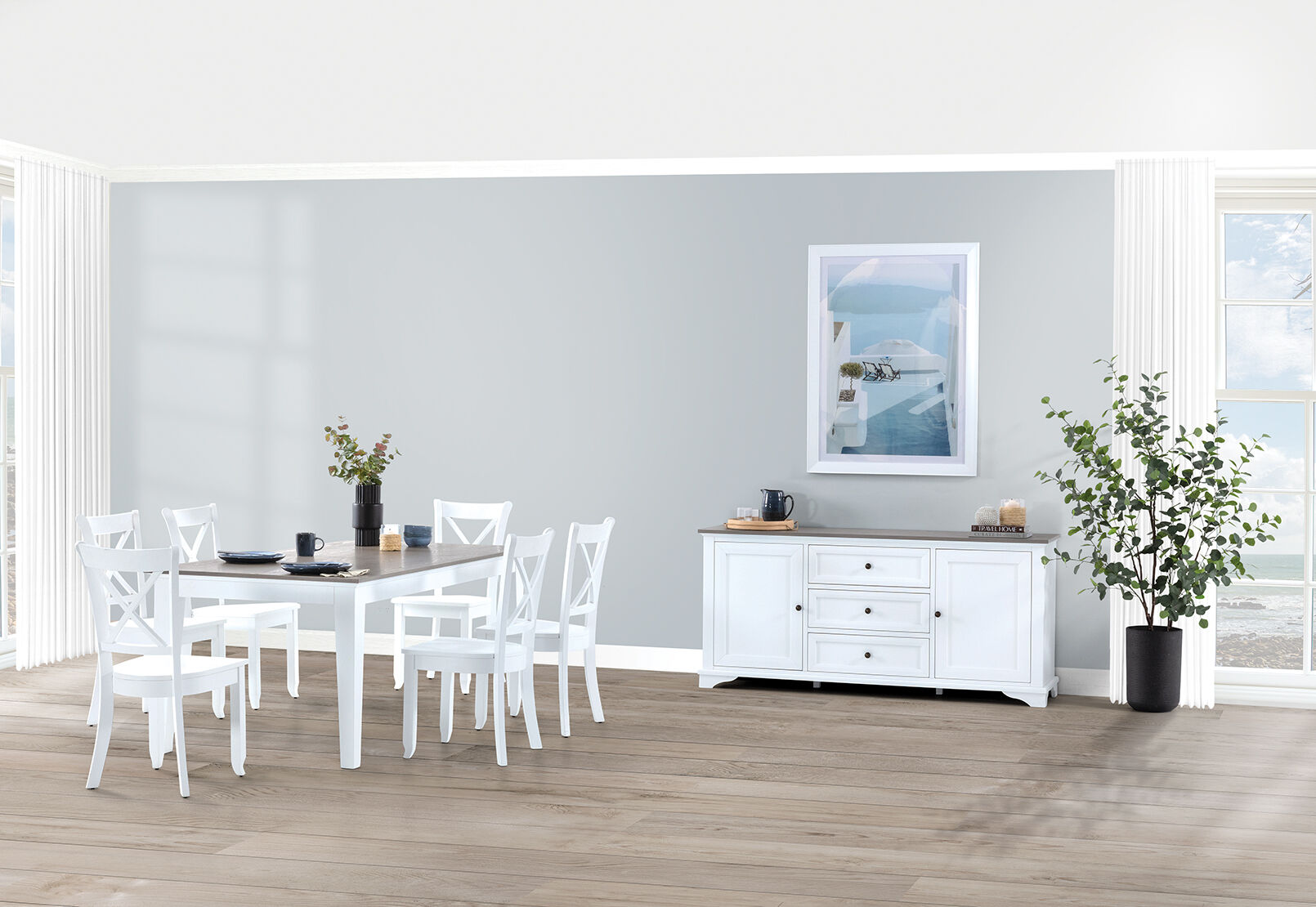 MARSEILLE - 7 Piece Dining Suite with Clouds Dining Chairs MARSEILLE