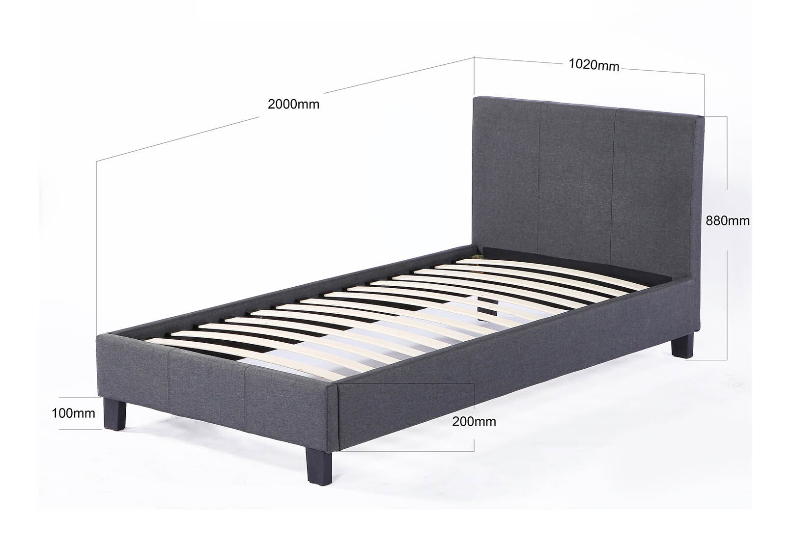 DARK GREY PAULA Dark Grey Single Bed