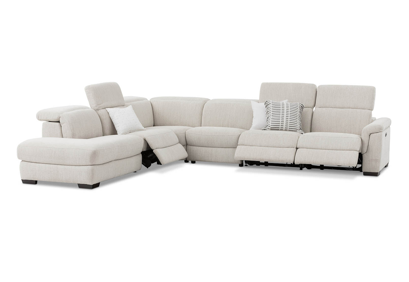 LUCIANO - Fabric Corner Lounge with 3 Inbuilt Electric Recliners and Left-Hand Facing Chaise LUCIANO