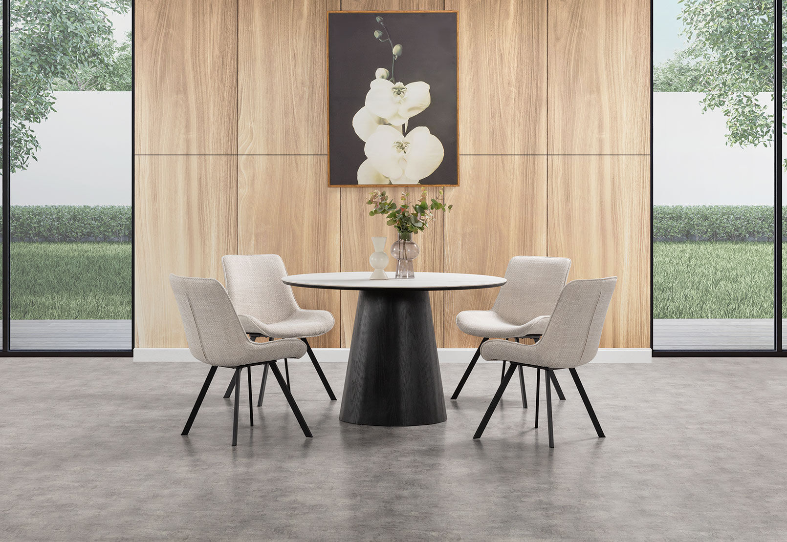 THANOS - 5 Piece Ceramic Dining Suite with Vesta Chairs THANOS