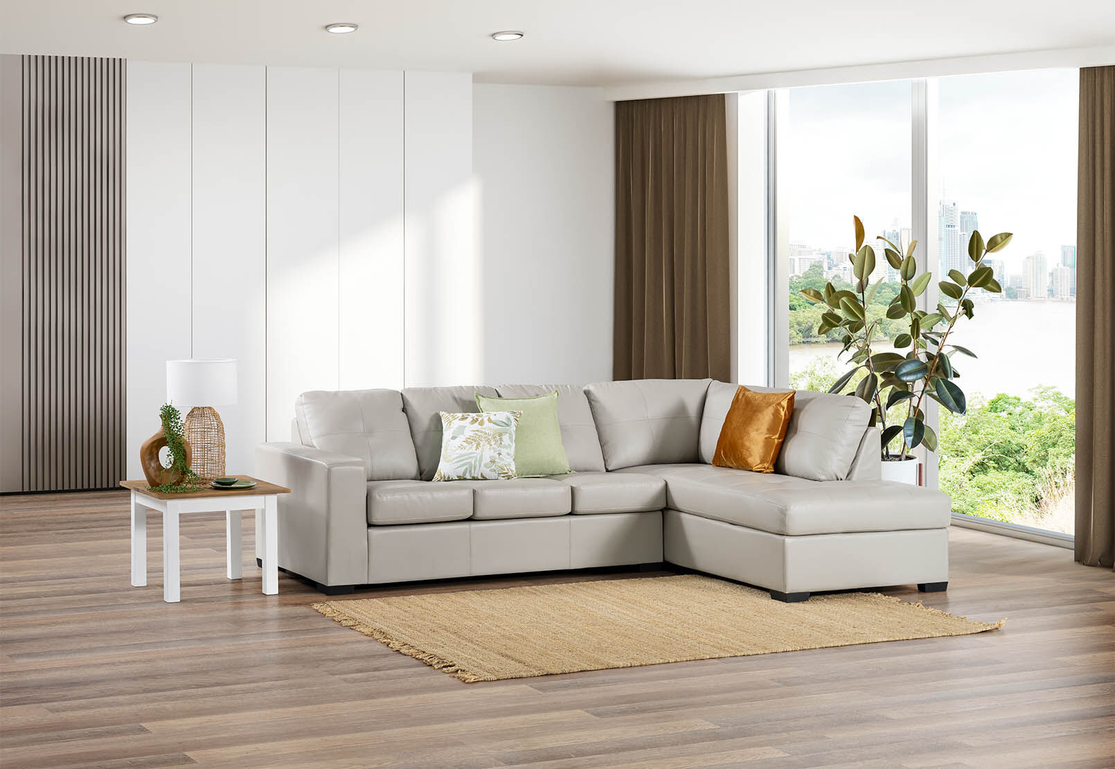 DIAMOND - Leather-Look Right-Hand Facing Corner Chaise with Sofa Bed DIAMOND